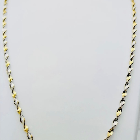 NEW w/ box 18” Danecraft twisted 2 tone necklace ITALY 925/ 24K -beautiful - Picture 6 of 7